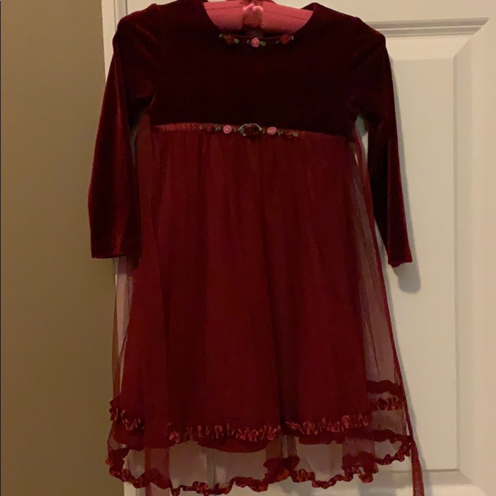 Deep burgundy little girls dress size 2T.
